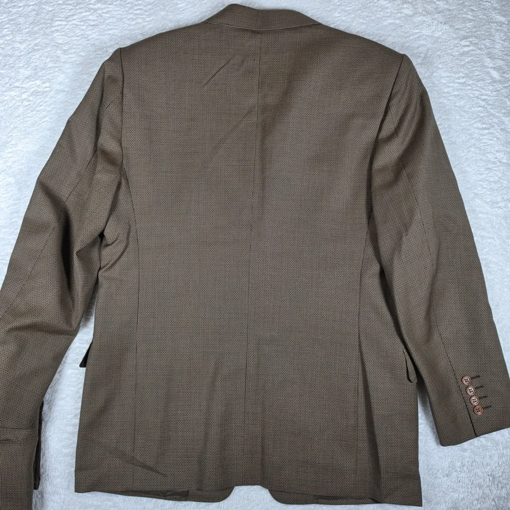 Canali Milano Full Suit Men 48(38) Brown Wool Micro-check 2-Button Pleated 32x29